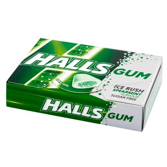 Halls Gum Ice Rush Bezcukrowa guma do żucia o smaku miętowym 18 g