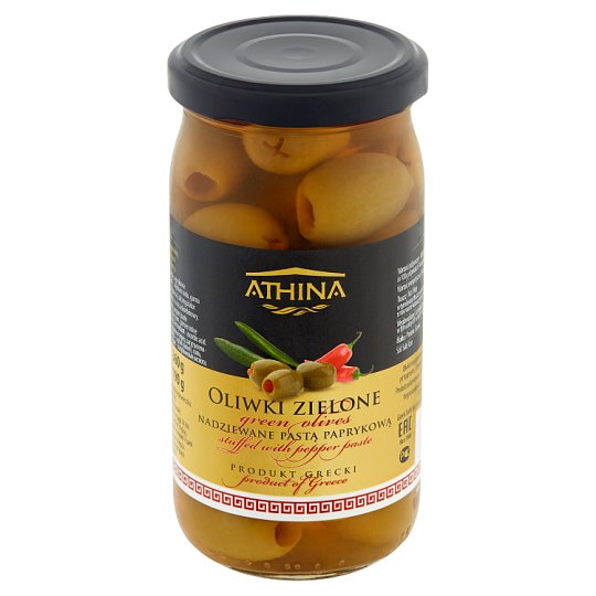 Athina Oliwki zielone nadziewane pastą paprykową 360 g