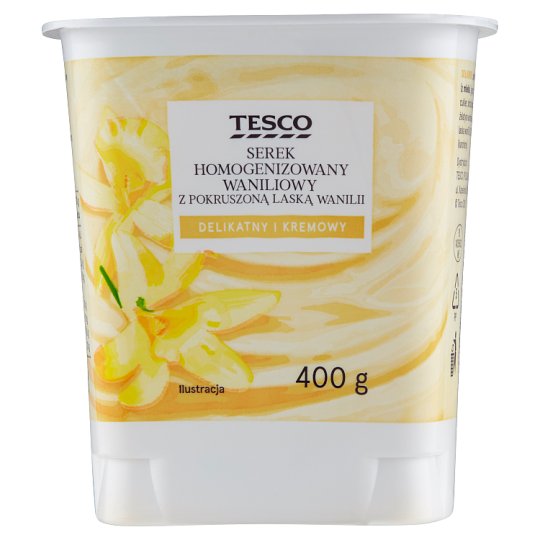 Tesco Serek homogenizowany waniliowy z pokruszoną laską wanilii 400 g