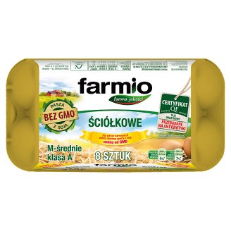 Farmio Jaja ściółkowe od kur karmionych paszą bez GMO M 8 sztuk