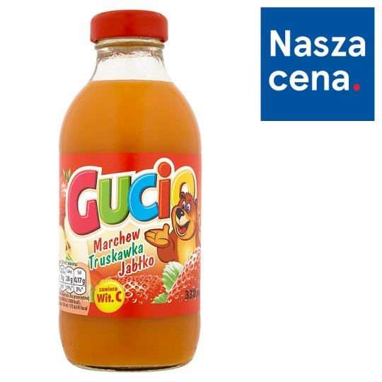 Gucio Sok z marchwi truskawek jabłek wzbogacony witaminą C 330 ml