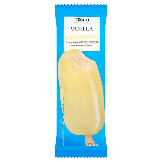 Tesco Lody waniliowe w polewie z białej czekolady 120 ml