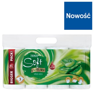 Tesco Soft Luxury Aloe Vera Papier toaletowy 16 rolek