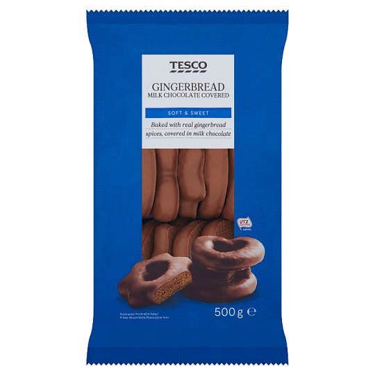 Tesco Pierniki w czekoladzie mlecznej 500 g