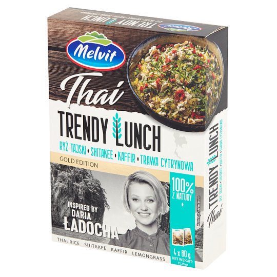 Melvit Gold Edition Thai Trendy Lunch ryż tajski shitake kaffir trawa cytrynowa 320 g (4 x 80 g)