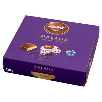 Wawel Malaga śmietankowa z rodzynkami Czekoladki nadziewane 430 g