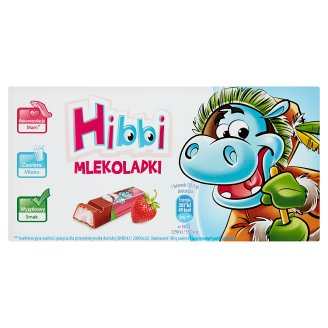 Hibbi Mlekoladki Batoniki mleczne z nadzieniem o smaku jogurtowo-truskawkowym 100 g (8 sztuk)