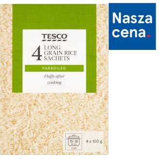 Tesco Ryż długoziarnisty preparowany termicznie 400 g (4 torebki)