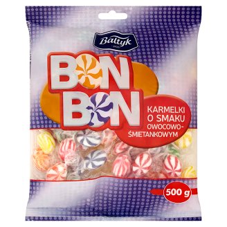 Bałtyk Bon Bon Karmelki o smaku owocowo-śmietankowym 500 g