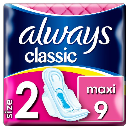 Always Classic Long Podpaski ze skrzydełkami, 9 sztuk