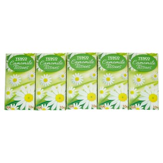 Tesco Chusteczki higieniczne o zapachu rumiankowym 4-warstwowe 10 x 10 sztuk