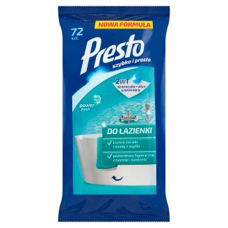 Presto Ściereczki nawilżane do czyszczenia łazienki 72 sztuki