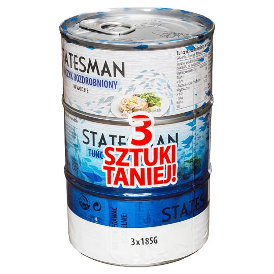 Statesman Tuńczyk rozdrobniony w wodzie 3 x 185 g