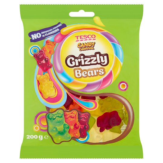 Tesco Candy Carnival Grizzly Bears Żelki o smaku owocowym 200 g