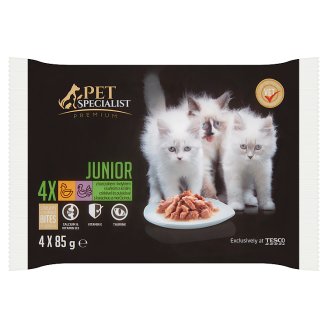 Tesco Pet Specialist Premium Karma dla młodych kotów z kurczakiem i indykiem w sosie 4 x 85 g