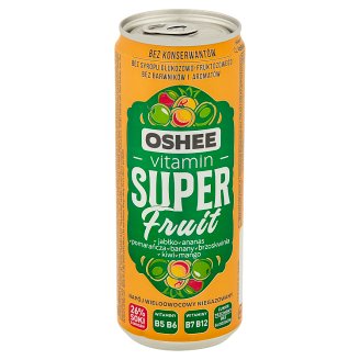 Oshee Vitamin Super Fruit Napój niegazowany o smaku wieloowocowym wzbogacony witaminami 330 ml
