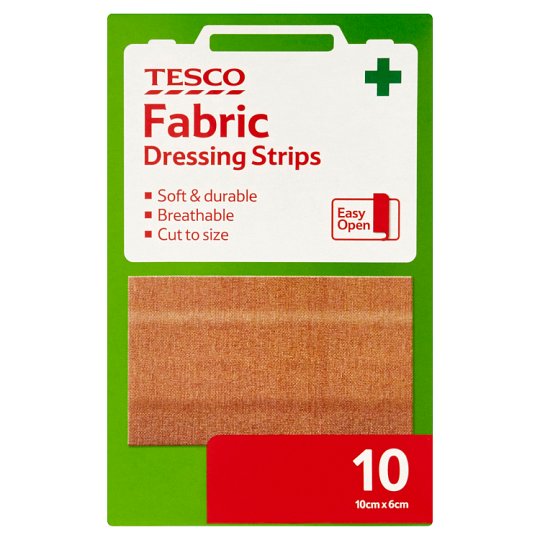 Tesco Plastry opatrunkowe materiałowe 10 cm x 6 cm 10 sztuk