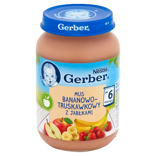 Gerber Mus bananowo-truskawkowy z jabłkami po 6 miesiącu 190 g