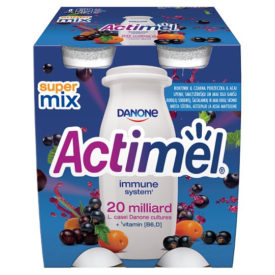 Danone Actimel Mleko fermentowane o smaku rokitnik-czarna porzeczka-acai 400 g (4 x 100 g)