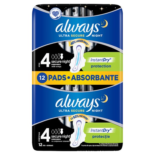 Always Ultra Secure Night (rozmiar 4) Podpaski ze skrzydełkami