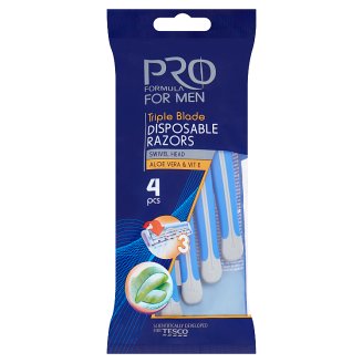 Tesco Pro Formula For Men Triple Blade Jednorazowa maszynka do golenia 4 sztuki