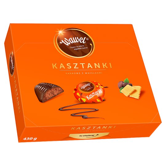 Wawel Kasztanki kakaowe z wafelkami Czekoladki nadziewane 430 g