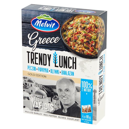 Melvit Gold Edition Greece Trendy Lunch pęczak papryka oliwki bakłażan 320 g (4 x 80 g)