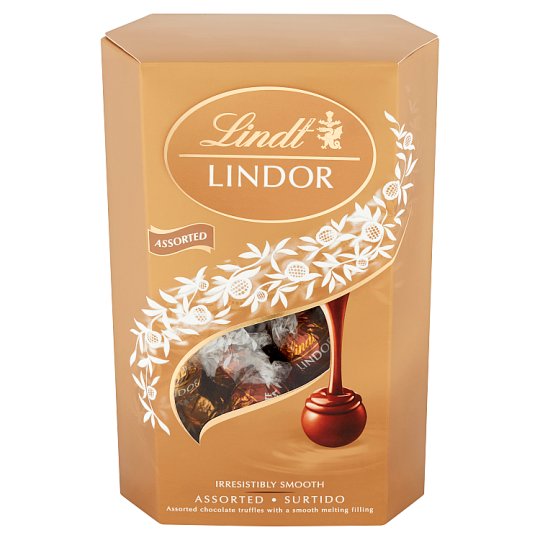 Lindt Lindor Pralinki z czekolady mlecznej gorzkiej i białej z nadzieniem 337 g