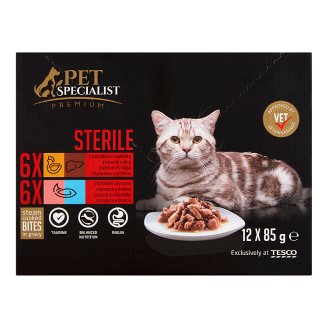 Tesco Pet Specialist Premium Karma dla dorosłych sterylizowanych kotów kawałki w sosie 12 x 85 g