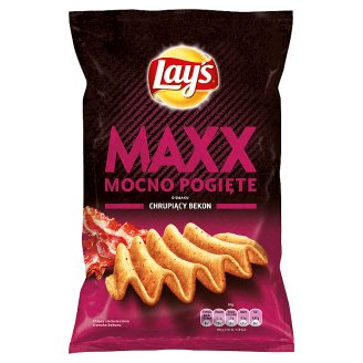 Lay's Maxx Mocno Pogięte o smaku chrupiący bekon Chipsy ziemniaczane 140 g