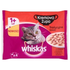 Whiskas Kremowa Zupa Tradycyjne smaki Karma pełnoporcjowa 1+ lat 340 g (4 saszetki)
