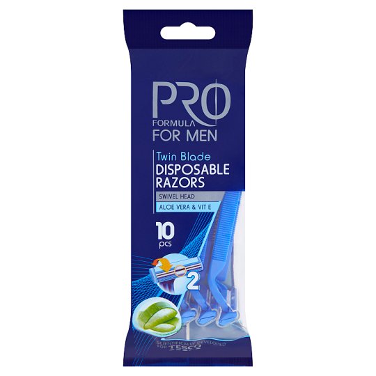 Tesco Pro Formula For Men Twin Blade Jednorazowa maszynka do golenia 10 sztuk