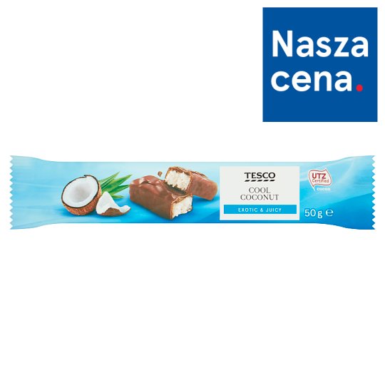 Tesco Baton z nadzieniem kokosowym oblany czekoladą mleczną 50 g (2 x 25 g)