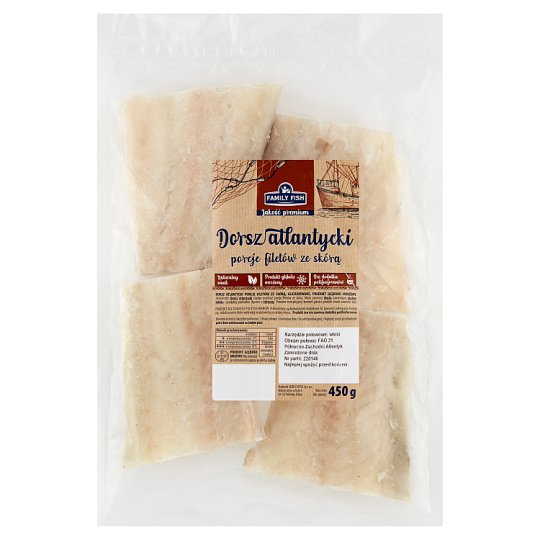 Family Fish Dorsz atlantycki porcje filetów ze skórą 450 g