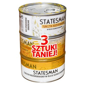 Statesman Tuńczyk rozdrobniony w oleju słonecznikowym 3 x 185 g