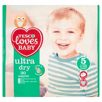 Tesco Loves Baby Ultra Dry Pieluszki jednorazowe dla dzieci 5 junior 11-25 kg 30 sztuk
