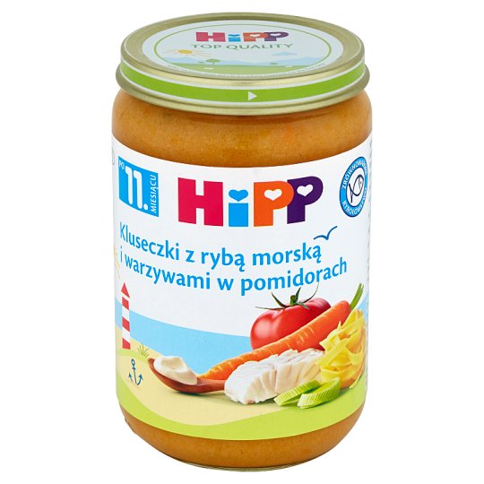 HiPP Kluseczki z rybą morską i warzywami w pomidorach po 11. miesiącu 220 g