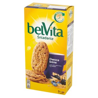 belVita Śniadanie Owoce leśne Ciastka z pełnym ziarnem 300 g (6 x 4 sztuki)