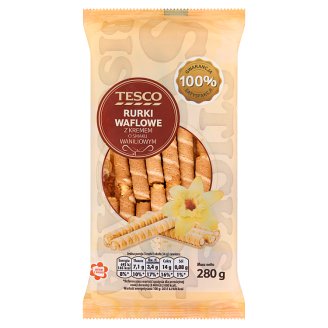 Tesco Rurki waflowe z kremem o smaku waniliowym 280 g