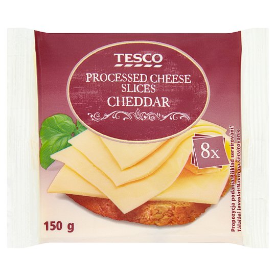 Tesco Slices Processed Cheese Cheddar 150 g (8 x 18.75 g)