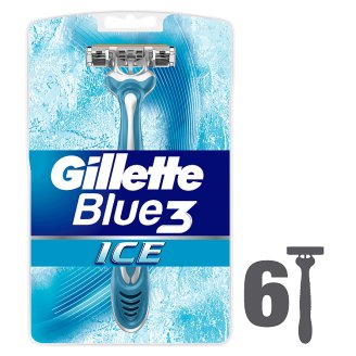 Gillette Blue3 Ice Jednorazowe Maszynki Do Golenia Dla Mężczyzn, 6 sztuk