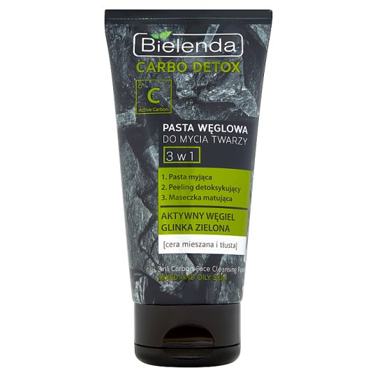 Bielenda Carbo Detox Pasta węglowa do mycia twarzy 3 w 1 cera mieszana i tłusta 150 g