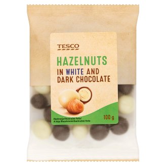Tesco Orzechy laskowe w czekoladzie i białej czekoladzie 100 g