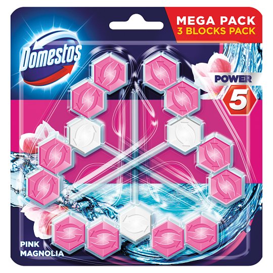 Domestos Power 5 Pink Magnolia Kostka toaletowa 3 x 55 g