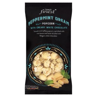Tesco Finest Popcorn oblany toffi o smaku miętowym z białą czekoladą 170 g