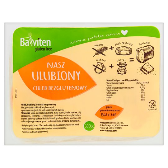 Balviten Nasz ulubiony chleb bezglutenowy 320 g