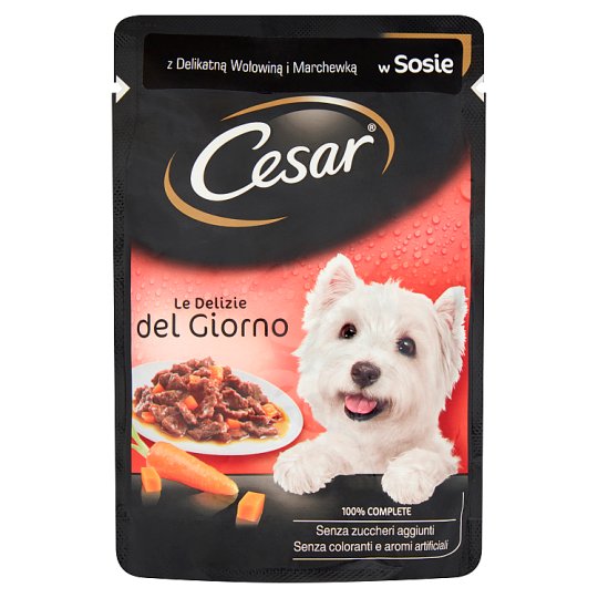 Cesar z delikatna wołowiną i marchewką w sosie Karma pełnoporcjowa 100 g