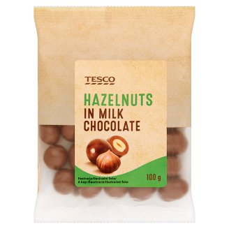 Tesco Orzechy laskowe w czekoladzie mlecznej 100 g
