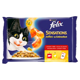Felix Sensations Karma dla dorosłych kotów wiejskie smaki w galaretce 400 g (4 x 100 g)