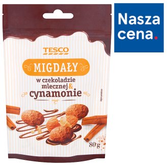 Tesco Migdały w czekoladzie mlecznej & cynamonie 80 g